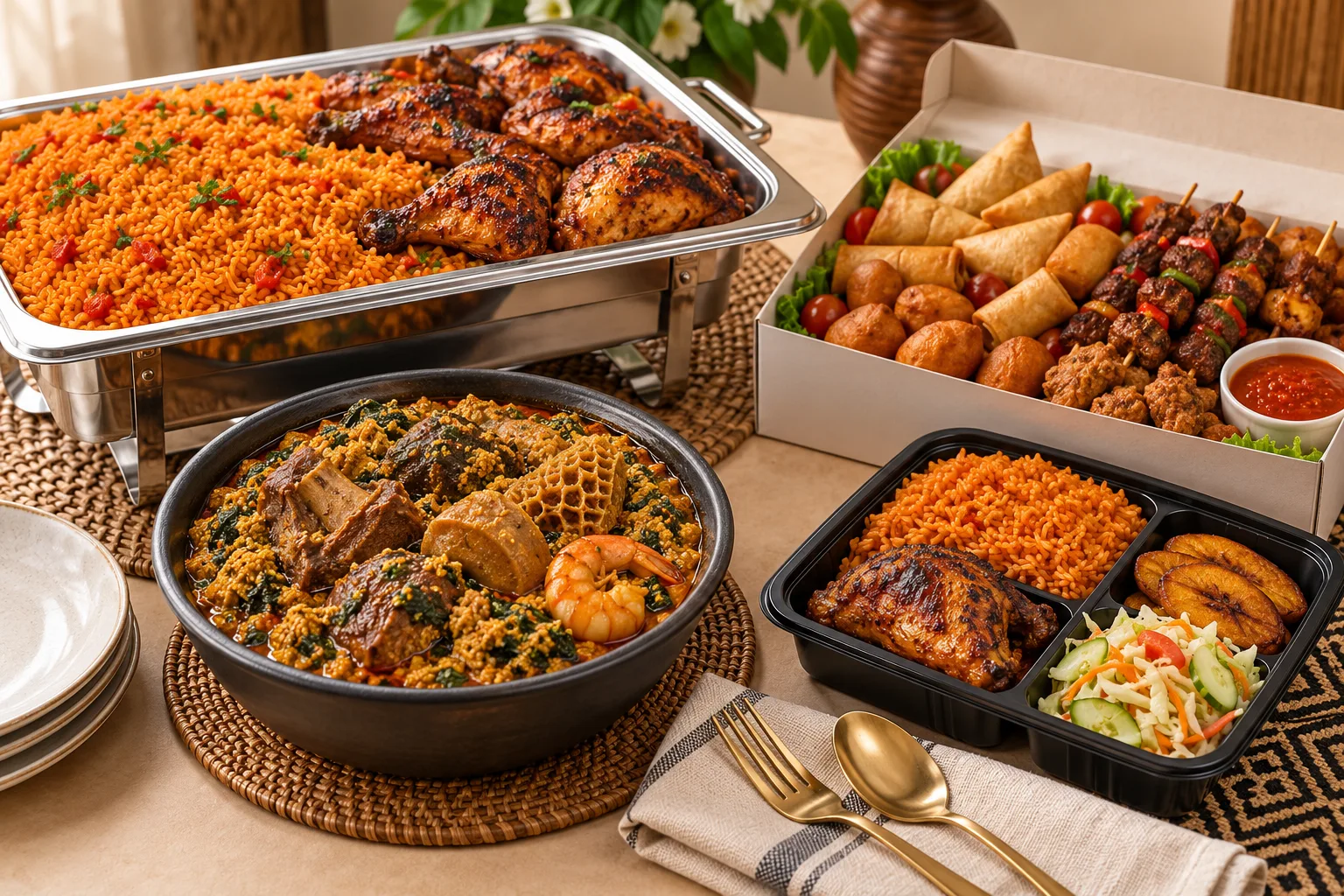 Jollof & grilled chicken tray