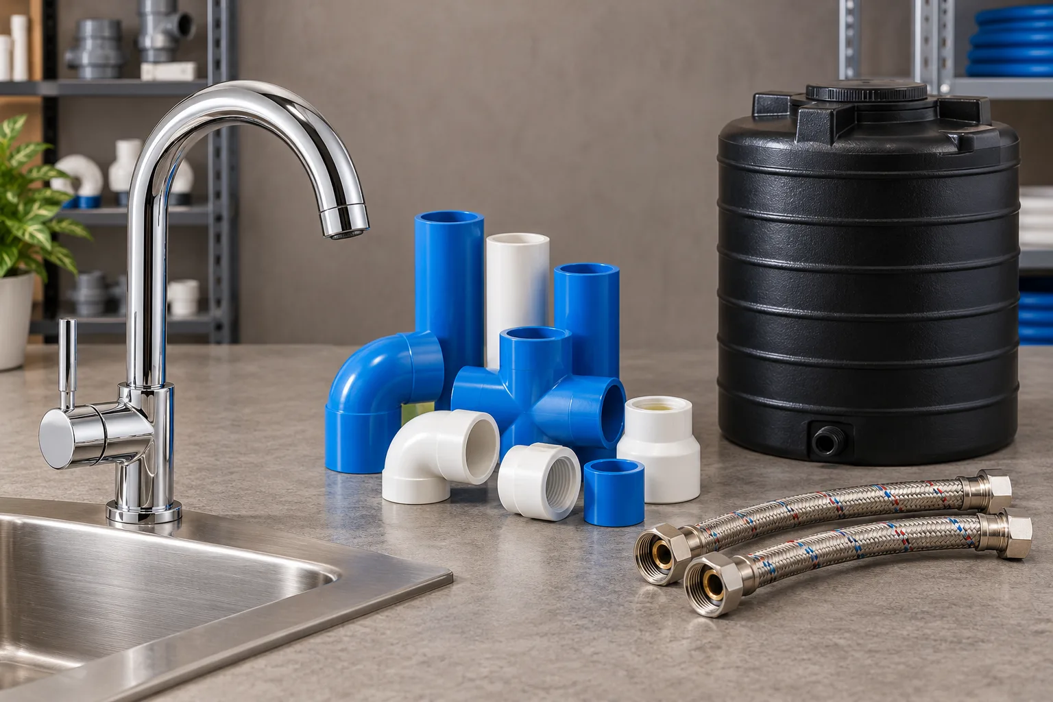 Chrome kitchen mixer tap